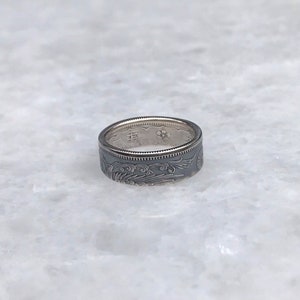 Anillo de plata de 50 sen de la era Taisho japonesa imagen 8