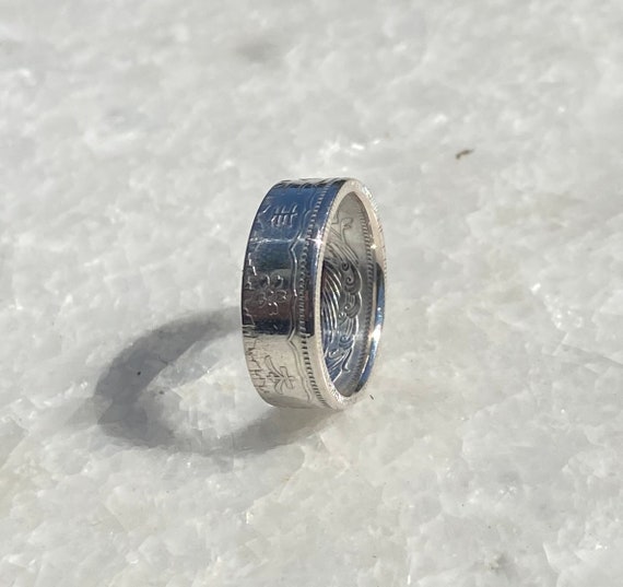 Taisho Era Japanese 50 Sen Silver Coin Ring with … - image 7