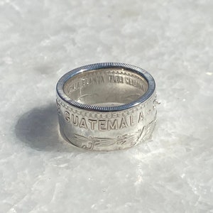 Guatemala 50 Centavos de Quetzal Silver Coin Ring