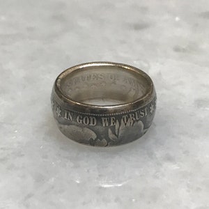 Silver &quot;Barber&quot; half-dollar coin ring