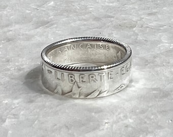 WW1 Era French 1 Franc Silver Coin Ring