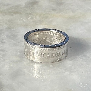 Vintage Mexican Silver Peso Coin Ring