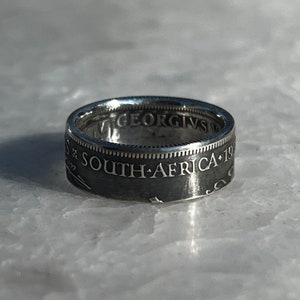 South Africa One Shilling Silver Coin Ring