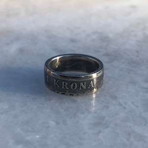 Antique Swedish Silver Krona Coin Ring