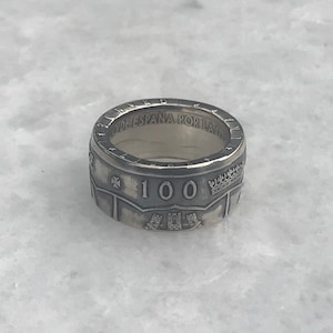 Spanish 100 Pesetas Silver Coin Ring