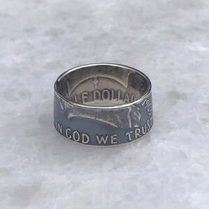 In God We Trust Ben Franklin Half Dollar Silver Coin Ring