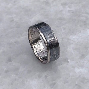 Anillo de plata de 50 sen de la era Taisho japonesa imagen 2
