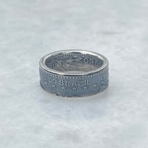 1913 Brazil Silver Coin Ring