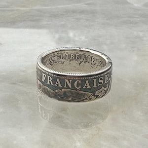 Antique French 2 Francs Silver Coin Ring