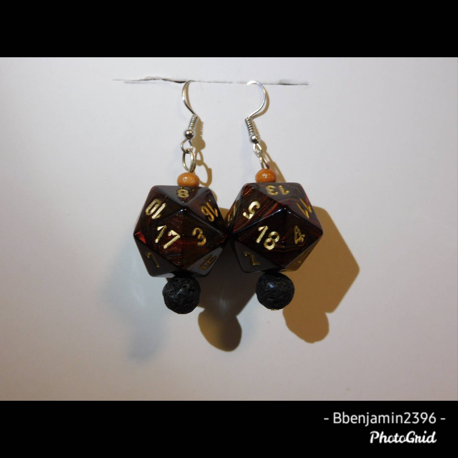 Brown D20 Earrings DND Roleplay Dice Earth Polyhedral Etsy