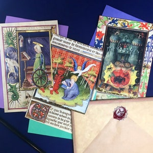 Medieval Manuscript Illuminations Greeting Cards Set of 3 image 1