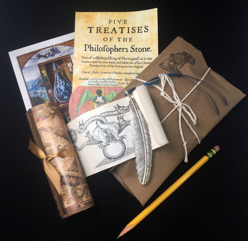 The Alchemy Pack artifacts of the quest for the Philosophers' Stone supernatural history paper goods gift collection with Ripley Scroll image 4