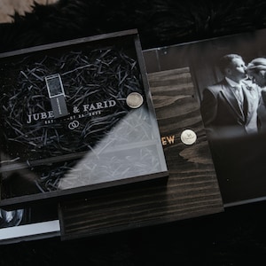 LUX weelderige gepersonaliseerde houten fotodoos en 64 GB USB voor fotografen, videografen | Geassorteerde kleuren | Op maat gegraveerde printdoos | In het Verenigd Koninkrijk: