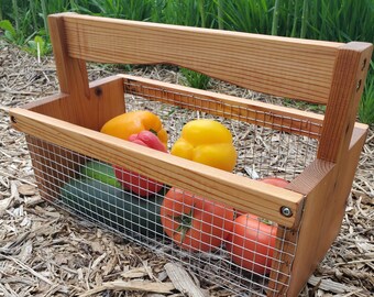 Red Cedar Vegetable Trug: Garden Harvest Basket, Made in USA