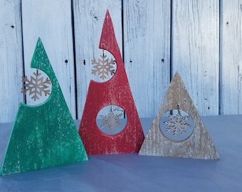 Rustic Cedar Wood Christmas Tree Set: USA Made Holiday Decor
