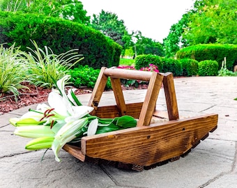 Wedding Flower Trug: Garden Basket with Foldable Handles, Made in USA