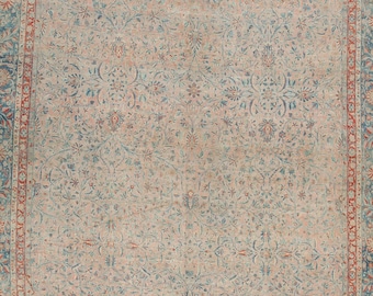 14x23 Pink and Blue Turkish Oushak Rug