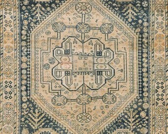 4x5 Blue and Beige Turkish Oushak Rug
