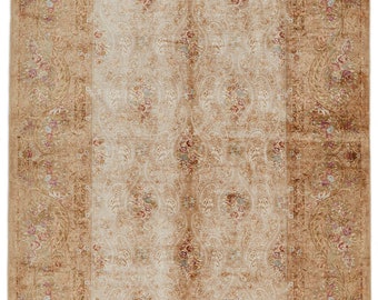 6x8 brun och beige turkisk sidenmatta