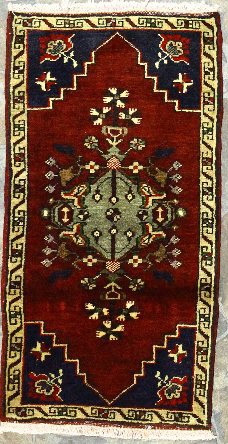 2x3 Vintage Anatolian Distressed Turkish Dowry Tribal Konya Rug