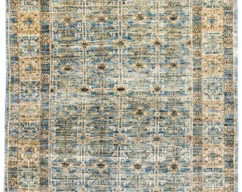 4x6 Gold and Blue Turkish Oushak Rug