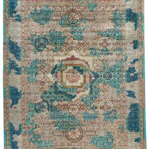 10x13 Turquoıse and Light Gray Anatolian Traditional Rug
