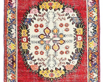 3x6 Red and Multicolor Turkish Tribal Rug