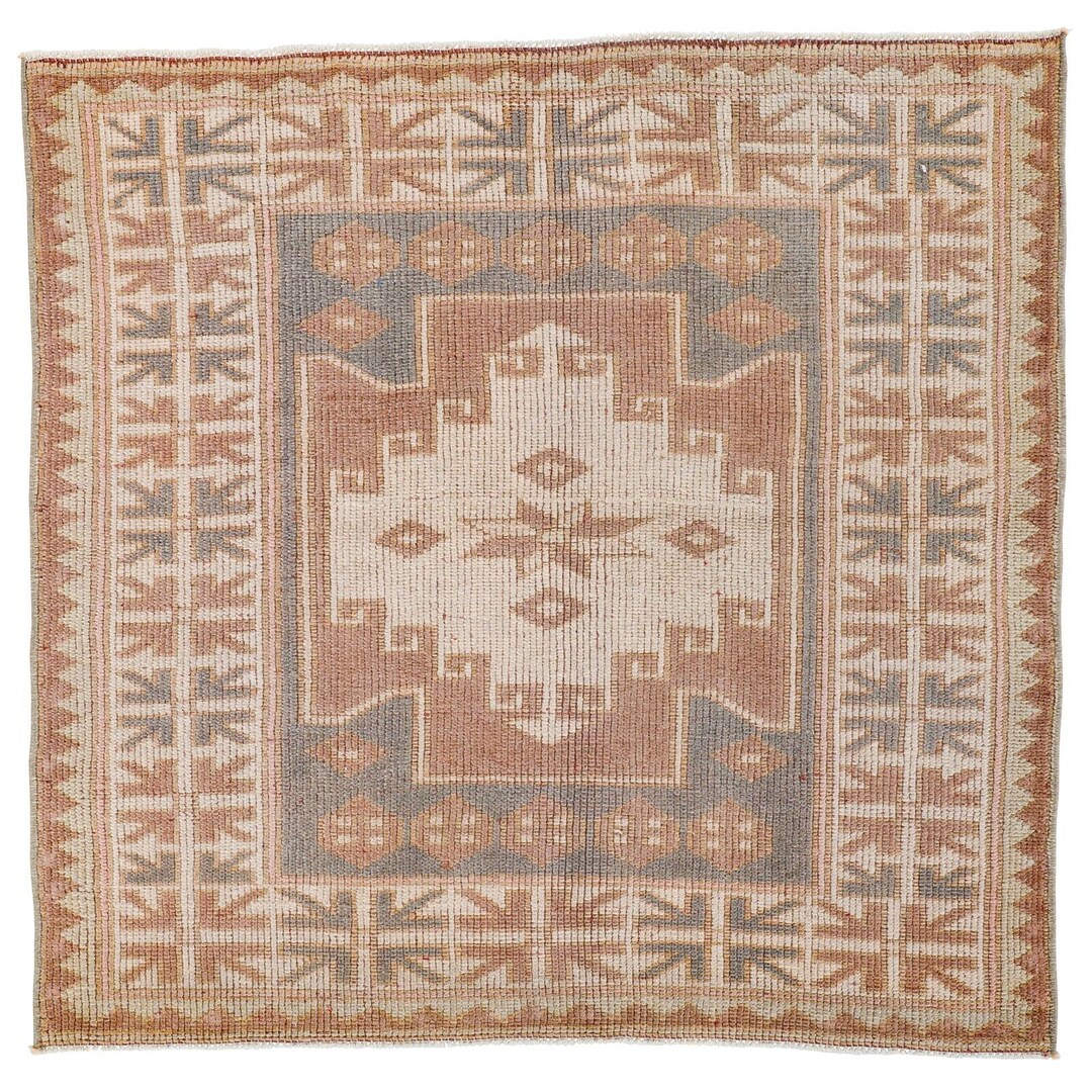 3x3 Beige Anatolian Turkish Tribal Rug - Etsy