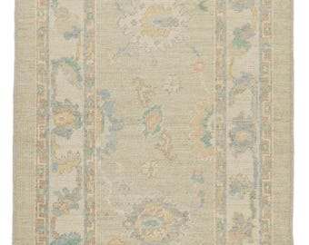3x8 Beige and Ivory Turkish Oushak Runner