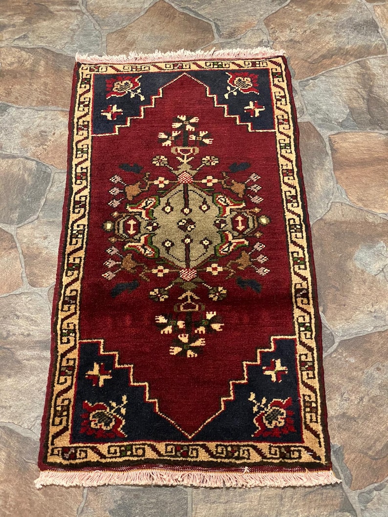 2x3 Vintage Anatolian Distressed Turkish Dowry Tribal Konya Rug