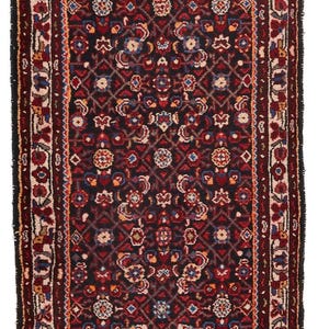 3x14 Burgundy and Multicolor Turkish Oushak Runner