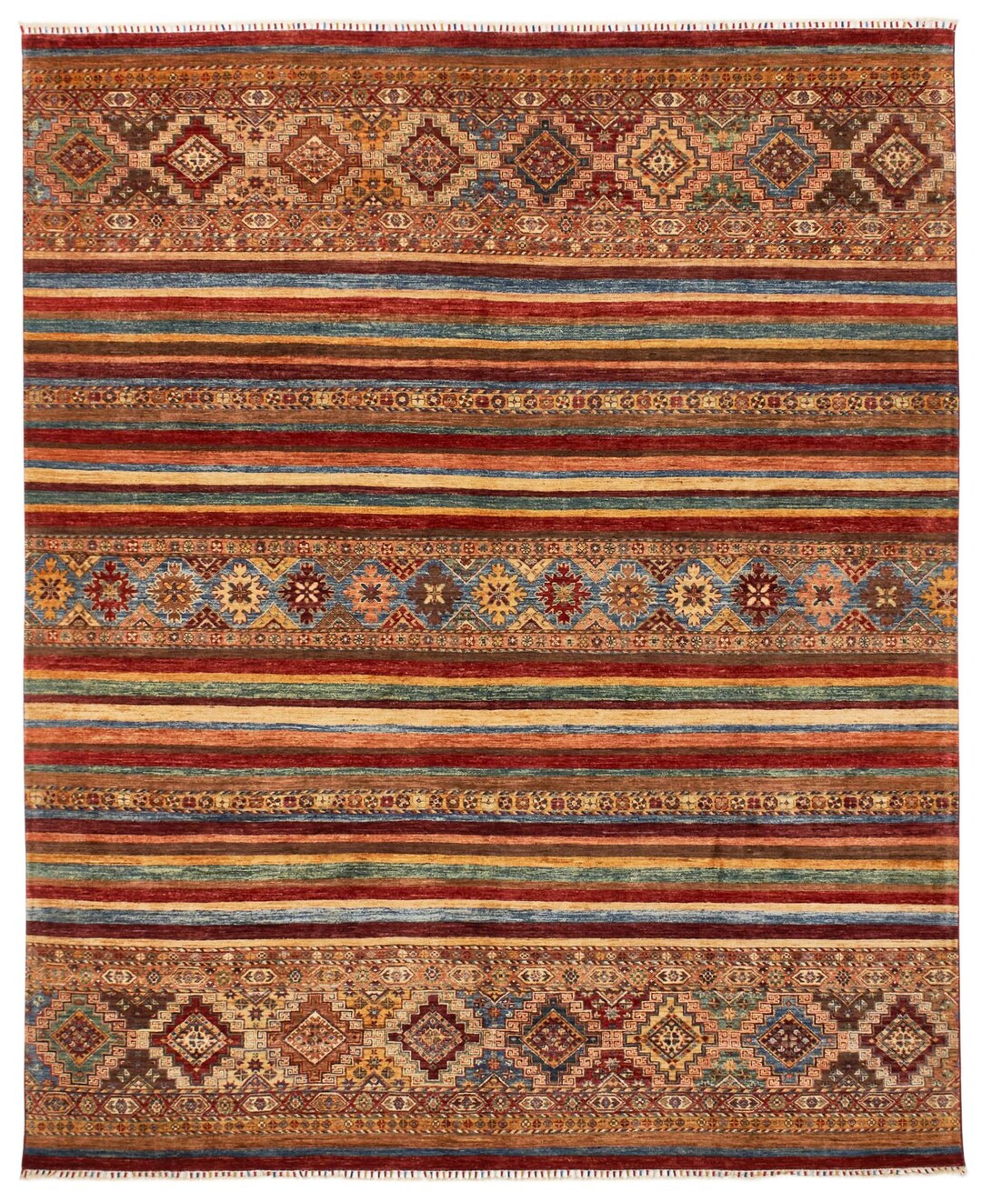 8x10 Multicolor and Red Tribal Rug - Etsy