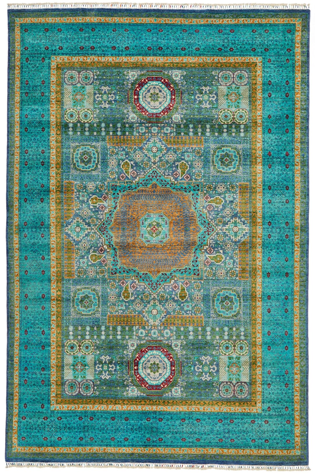 7x10 Green and Turquoise Turkish Tribal Rug - Etsy