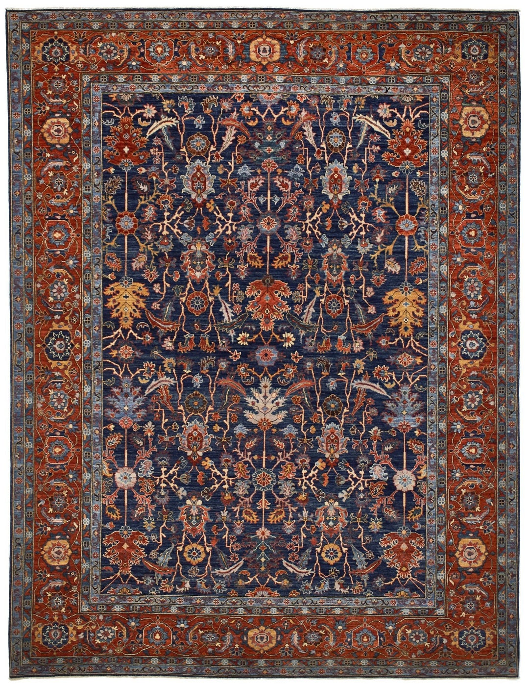 9x12 Blue and Rust Anatolian Traditional Rug - Etsy