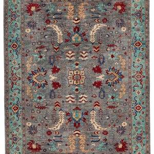 9x12 Gray and Turquoise Anatolian Tribal Rug