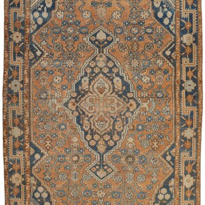 4x6 Orange and Blue Turkish Oushak Rug