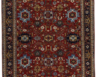 9x12 Burgundy and Navy Traditional Rug