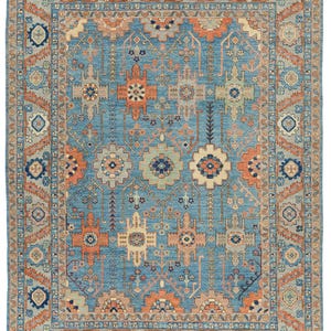 9x12 Blue and Gray Turkish Oushak Rug