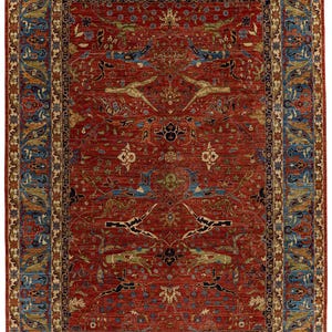 10x14 Rust and Light Blue Anatolian Traditional Rug