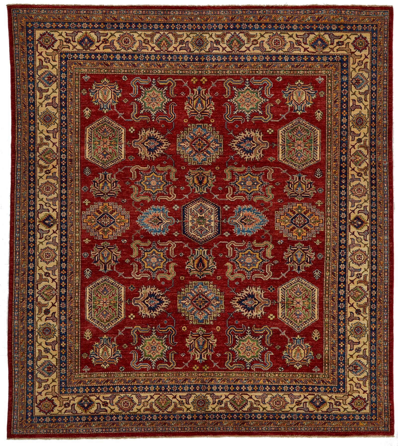 8x9 Rug 8x9 Red and Ivory Kazak Tribal Rug - Etsy