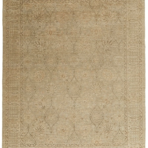 Tappeto turco Oushak 8x10 marrone e avorio