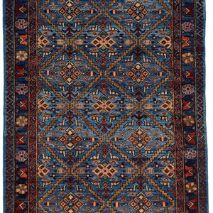3x5 Blue and Navy Traditional Rug - Etsy