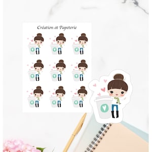 Stickers: nooit zonder mijn koffie, Dagelijkse planning voor een bullet journal-dagboek