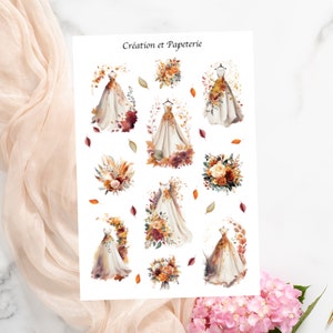 Autocollants Mariage D'Automne,Feuille autocollantes pour Agenda Bujo,Journaling,Autocollants Scrapbooking