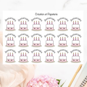 Autocollants kawaii anniversaire,fonctionnel,papeterie,stickers,organisation,agenda,planning,watercolor