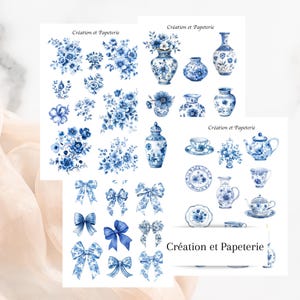Ensemble D'Autocollants Vintage Blue,Planification quotidienne,Papeterie agenda autocollants,kit pour planification decorative agenda