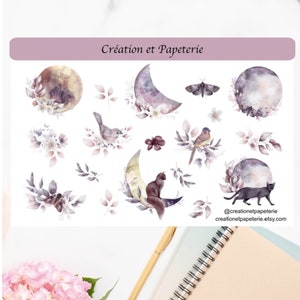 Autocollants Lunaire ,feuille autocollants pour agenda bullet journal happy planner,creationetpapeterie