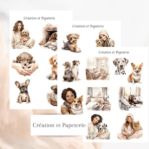 Kit d'autocollants Chiens,Papeterie agenda planification,Journaling Stickers,Bujo Autocollants