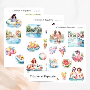 Autocollants Collection Pool Party,Ensemble d'autocollants Journaling
