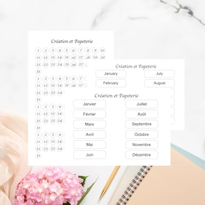 Datum- en maandstickers, Bujo Planner Stickers, Briefpapier, Sticky voor Agenda Journaling